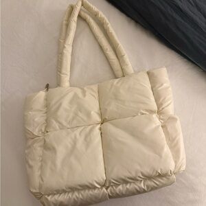 Cream Quilted Tote Bag